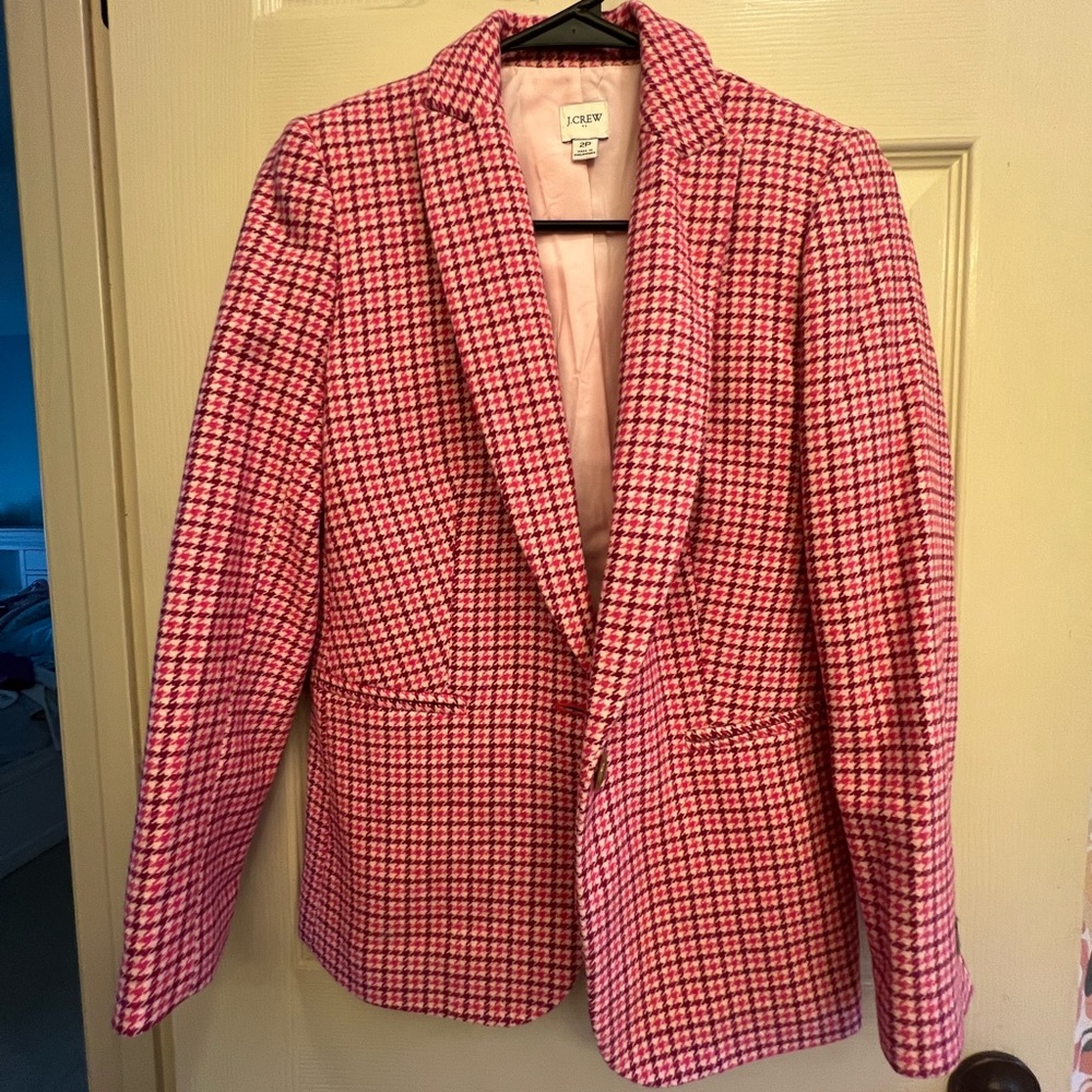 Pink plaid j crew blazer